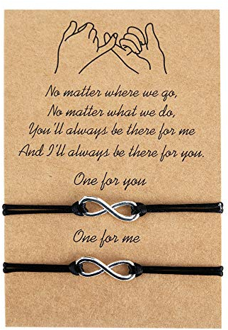 kelistom Pinky Promise Distance Bracelets Adjustable Infinity Charm Black Cord Friendship Match Bracelets for Best Friends Couple Family (Infinity-1)