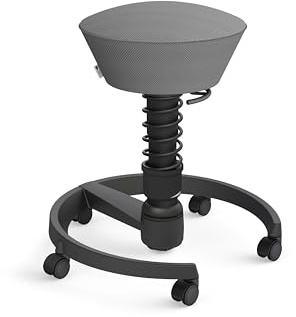 aeris Swopper Air – Ergonomischer Hocker mit extra weicher Polsterung – Bürohocker höhenverstellbar mit Rollen –Sitzhocker für einen gesunden Rücken, Feder Standard