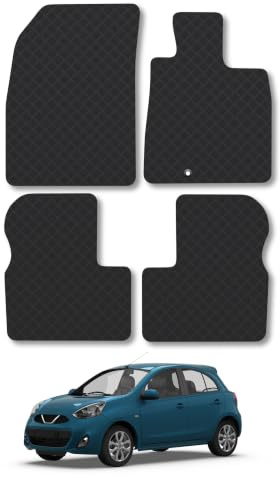 Nissan Micra (2010-2017) 3mm Rubber Car Mats | Tailored Fit Durable Floor Mats Full Coverage Protection Waterproof Accessories Easy Clean Anti Slip Made in the UK