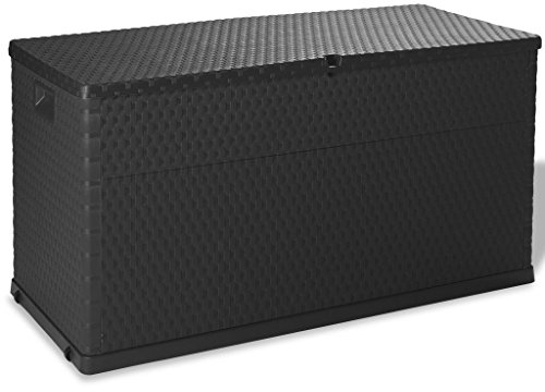 Tidyard Auflagenbox Kissenbox Gartenbox Abschließbar, Rattan Optik, 420 Liter, Polypropylen, Anthrazit, 120 x 56 x 63 cm