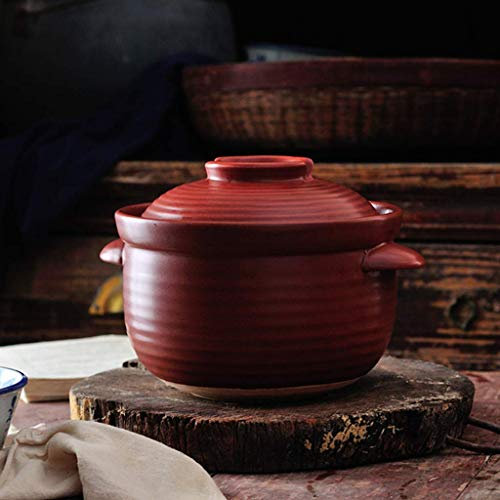 SSB - Pentola calda in ceramica giapponese Donabe, resistente al calore con coperchio, piccola pentola in terracotta vintage per riso zuppa tagliatelle rosso (colore : rosso, misura: 2.5L)