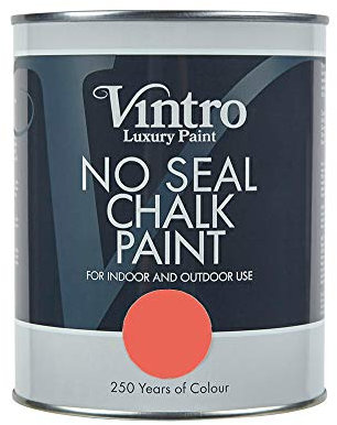 Vintro | No Seal Chalk Paint | Coral | Interior & Exterior Use | Furniture | Walls | Wood | Metal | 1 Litre (Medusa)