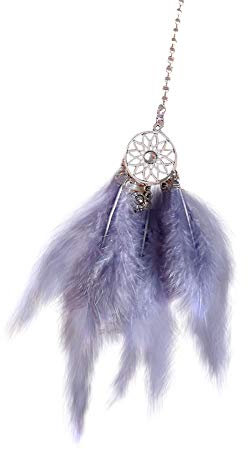 Auto Rückspiegel Anhänger, Asudaro Kleiner Traumfänger Handgefertigt Autospiegel Anhänger Feder Dreamcatcher Wandbehang Ornament Auto Ornamente Home Wandbehang Dekoration,Grau