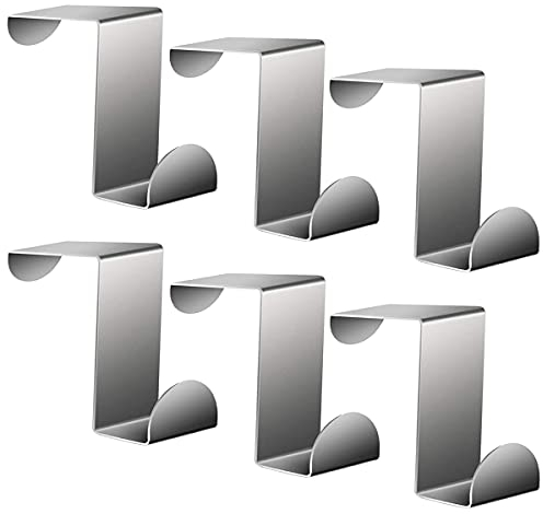 TYPHEERX 6Pcs Over Door Hooks Heavy Duty Z Shaped Hanging Wardrobe Hooks for Kitchen Bedrooms, Silver