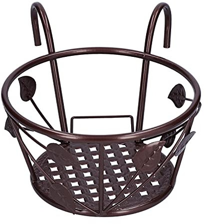 Tissting Scaffale per vasi da fiori sospesi, Vaso Da Fiori Sospeso in Ferro Battuto Gancio cestini per vasi da fiori rotondi in ferro da appendere, ringhiera porta fioriere per interni (Bronzo)