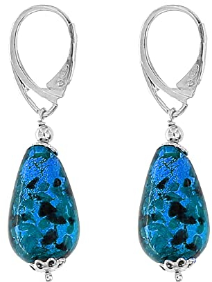Venetiaurum - Boucles d'oreilles pour femme avec gouttes en verre de Murano original et argent 925 - Bijou certifié Made in Italy