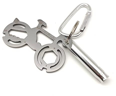 Herramienta de bicicleta portátil 12 en 1,Herramienta de Reparación de Bicicleta Multifunción,incluye silbato de aluminio con llavero, para bicicleta de carretera y bicicleta de montaña