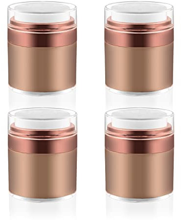 Cositina Lot de 4 pots à pompe sans air, 50 ml, en acrylique, vides avec pompe à pression, rechargeables, avec couvercle pour hydratants épais, crèmes, lotions en gel, or rose