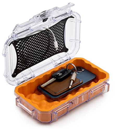 Evergreen 56 Clear Waterproof Dry Box Case with Coloured Rubber Insert - Travel Proof/Mil-Spec/USA Made - for Organizing Cameras, Phones, Camping, Fishing, Tackle Box