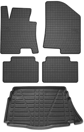 OMAC Fußmatten & Kofferraumwanne Set kompatibel mit Hyundai i30 Kombi 2012-2024 Gummi Schwarz 5X