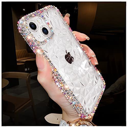 Vanqiang Luxury Glitter Bling Diamond Transparent Soft Phone Case Compatible with iPhone 14 13 12 Pro Max 11 X S XR 7 8 Plus SE3 Clear Silicone Cover (for iphone 13,Clear)