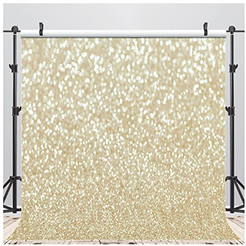 AIIKES 8x8FT Gold Bokeh Photography Backdrop - Spot Glitter, Newborn Baby & Birthday Party Backdrop - Studio Props 11-821