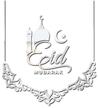 Eid Mubarak Aufkleber,3D Spiegel Wandaufkleber Stern Mond Buchstaben Spiegel Selbstklebende Wandaufkleber Acryl Spiegelaufkleber Muslim Ramadan Deko Wandtattoo für Zuhause Wohnzimmer Islamische Party