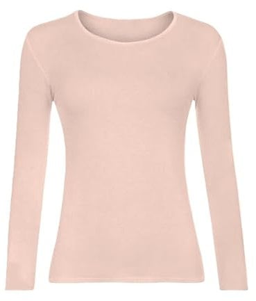 SXME MIGHT SAY Stylish Versatile Womens Ladies Long Sleeve Scoop Neck Stretch Plain Casual T Shirt Essential Top Blouse Assorted Nude Must Have in Every Wardrobe UK Sizes Nude M/L