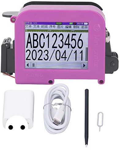 Impresora de Inyección de Tinta Portátil DP19 20W, Codificador de Inyección de Tinta con Pantalla Táctil LED con Altura de Impresión de 12,7 Mm / 0,5 Pulgadas