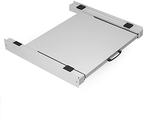 Vonia Zwischenbaurahmen Universal für Waschmaschine und Trockner – Stapelkit mit Ausziehbarer Ablage – Metall, Weiß, 60 x 54 cm – Tragkraft 100 kg