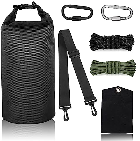 WAEKIYTL Bear Food Bag Hanging System, Ultralight Camping Bear Bag Kit Include 10L Waterproof Bear Bag, Pulley System with Survival Utility Ropes, Clips, Rock Pouch and Instructions