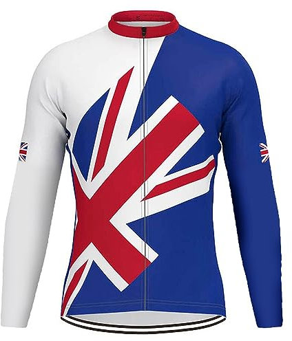 Men's Cycling Jerseys - UK Light Weight Long Sleeve Cycling Jersey Shirt Sports Riding Outdoor Clothing Tops Mountain MTB Bike Cloth Race Team,As Shown,XL