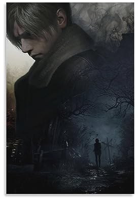 Khglxm Resident Evil 4 Game Anime Poster Leon S. Kennedy Coole Poster Wandkunst Gemälde Leinwand Wanddekoration Wohnkultur Wohnzimmer Dekor Ästhetische Drucke 40 x 60 cm Unrahmen-Stil