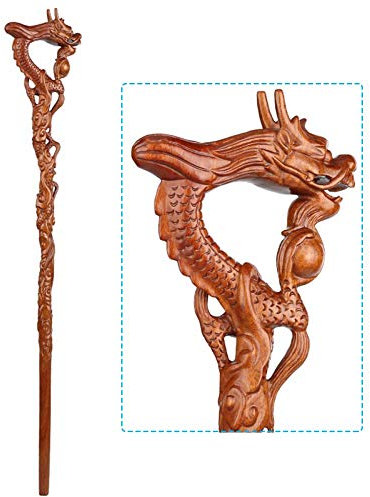 XAoSCd Canne en Bois pour Robinet, Canne De Marche en Séquoia, Béquilles pour Vieil Homme, Sculpture sur Bois, Cadeaux d'anniversaire, Bâtons Antidérapants, H (M)