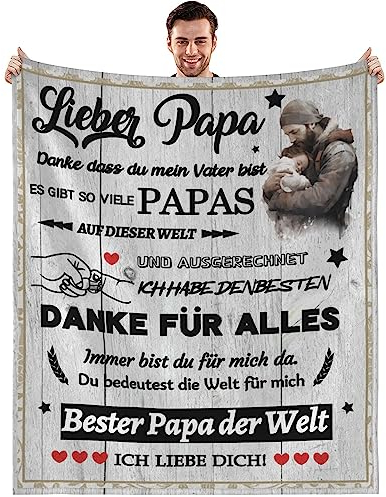 JhcsDy Geschenk Papa Für den weltbesten Papa: Kuscheldecke Geburtstag, Weihnachten & Vatertag! Bester Papa Geschenke Wärme, Liebe in einem Geschenk vereint 130x150CM