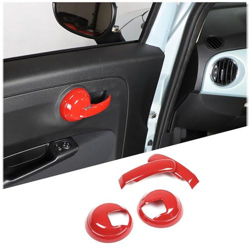 DIYUCAR Car Inner Door Handle Cover Trim Sticker Compatible with Fiat 500 Abarth 595 2010-2024 Interior Accessories (Red)