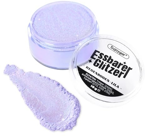 Essbarer Glitzer - 10g Regenbogen-Lila Glitzer für Getränke, Essbarer Glitzer für Cocktails, Kuchendekoration, Kekse, Erdbeeren, Schokolade, 100% lebensmittelechtes Streusel Glitzerpulver