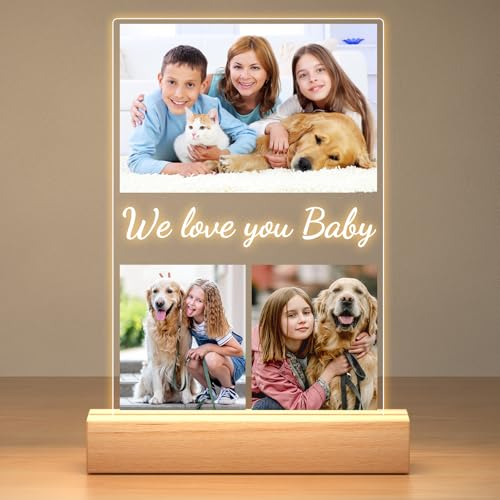 Regalos Navidad Personalizados para Bebes Niños y Mascotas, Cuadro Personalizado con Foto, Marco de Fotos Personalizado, Lampara Personalizada con Foto, Regalos Cumpleaños Niños, Familia, Amigas