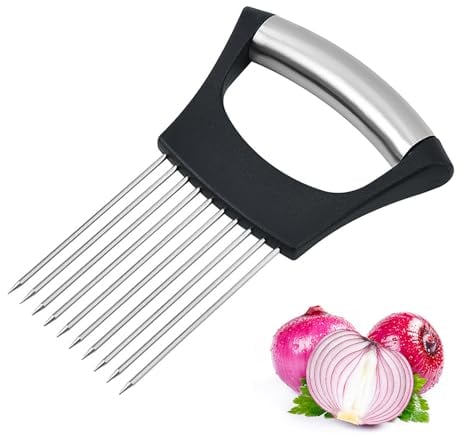 YPYMOD Stainless Steel Onion Holder, a Small Kitchen Hand Onion Slicer, an Onion Holder for Slicing Fruits, Vegetables, Meat, etc.(14.2cm)