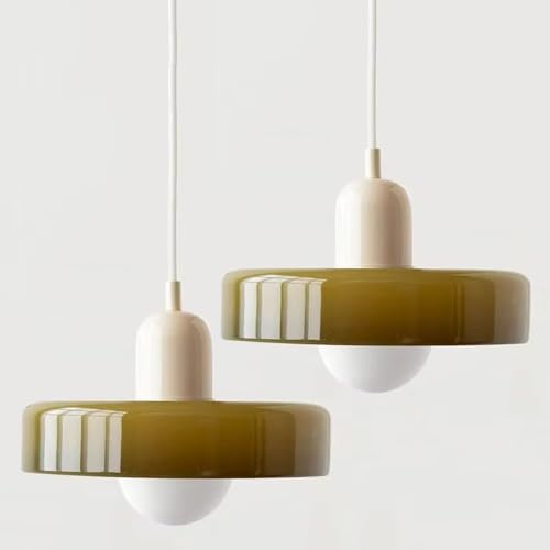2 Packungen Pendelbeleuchtung, Moderne Pendelleuchte, Nordische Bunte Deckenleuchter, Glas-Pendelleuchte, Mehrfarbige Pendelleuchte, Kücheninsel, Nachttisch-Hängedeckenlampen, Loft-Pendelleuchten