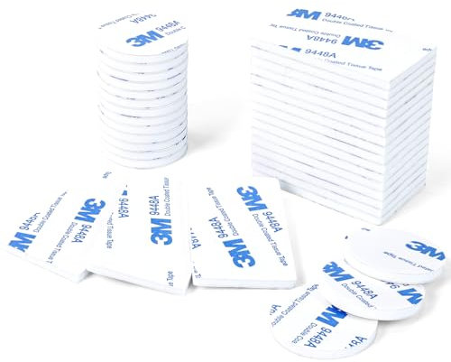 Feiyayi Double Sided Sticky Pads 40 Pcs Heavy Duty Adhesive Pads 3mm Thickness Strong Mounting Foam Pads Waterproof Double Sided Tape Rectangle & Round (White)
