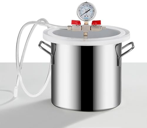 Edelstahl-Vakuum-Entgasungskammer, Labor-Vakuum-Kit, 6 12 21 50 75L Vakuumkammer, Mit Klarem Acryl-Deckel Und Schlauch, For Gießharz, Epoxidharz, Stabilisierung Von Holz(6L/2Gal(20x20cm/7.9x7.9in))