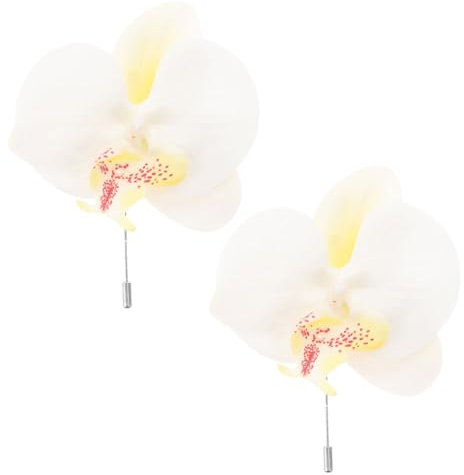 AKOOSY 2pièces Broche Épingle à Revers Orchidée Blanche Élégante Pour Costume Mariage Et Remise De Diplôme Accessoires Femmes Et Hommes Formels