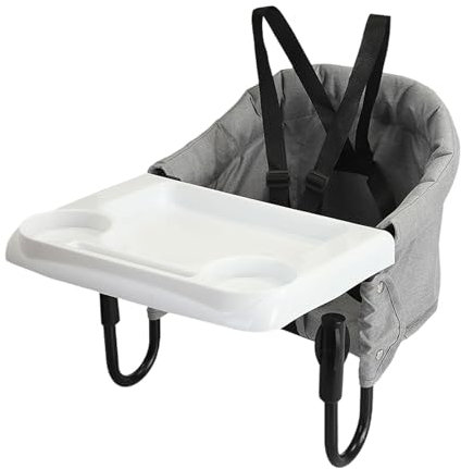 Asiento de Mesa portátil, Trona mesa comedor Bebé, Sillita Mesa Ajustable para casa y viaje, con Cinturón de Seguridad&Bandeja Recoge Alimentos &Pinzas de Fijación