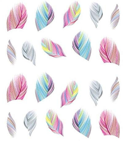 Nail Stickers Pink Feather 1 Sheet Self-Adhesive Nail Decals Wraps 3D Nail Art Designs Glitter Tips Decoions For Women