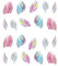 Nail Stickers Pink Feather 1 Sheet Self-Adhesive Nail Decals Wraps 3D Nail Art Designs Glitter Tips Decoions For Women
