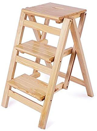 XXLNBJKA Step Stool Folding 3 Tier Wood Ladder Portable Step Ladder Chair Bench Seat Flower Stand Utility Home Kitchen Plant Stand