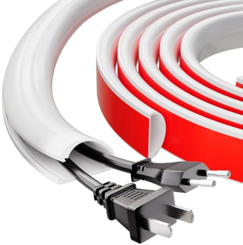 2M White Silicone Cable Trunking,Cable Tidy Hider for 2-3 Cords,Extension Cord Covers for Wires on Wall,Soft Cord Hider for Wall Mount TV,Cable Management under Desk,Cable Raceway Home & Office Trim
