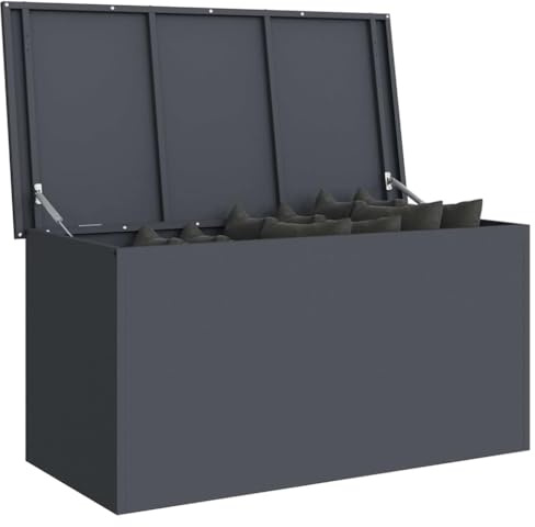 vidaXL Outdoor Storage Box with Storage Anthracite 100 x 50.5 x 50 cm, Garden and Terrace Storage Solution, Durable Outdoor Cabinet, Weatherproof Industrial Organizer, Rectangular Steel Box