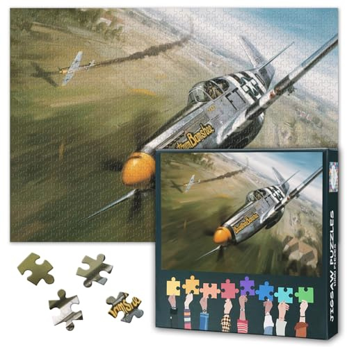 1000 Teile Puzzle für Erwachsene FW 190 Flugzeug WWII Deutsche Kampfmaschine Militär Luftfahrt Kunst Wanddekor 27,5 x 19,7 Zoll