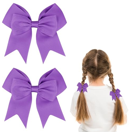 Lot de 2 barrettes violettes, grands nœuds pour cheveux pour femmes et filles