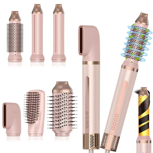 Hairstyler 6 in 1, Professioneller Haarstyler, 110000 U/Min Airstyler Set mit Auto Lockenstäbe, Föhn Ionen, Wärmebürste, Glättbürste für Alle Haartypen, Haarstyler für Volumen, Glätten & Locken