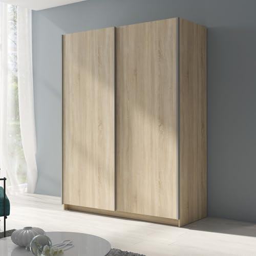 Home Collective Schwebetürenschrank Kleiderschrank Schrank mit Schiebetüren | viel Stauraum mit 4 Einlegeböden & Kleiderstange | modern Schlafzimmer Jugendzimmer Möbel | Sonoma | 150x198 cm