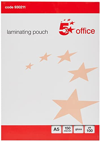 5 Star Laminiertaschen 150 Mikron für A5 glänzend 100 Stück