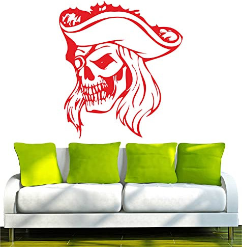 INDIGOS UG - Wandtattoo Wohnzimmer - Wandaufkleber blutigen Piraten 80x72 cm - rot w934 - Aufkleber Kinderzimmer Schlafzimmer Küche Badezimmer Büro Dekoration