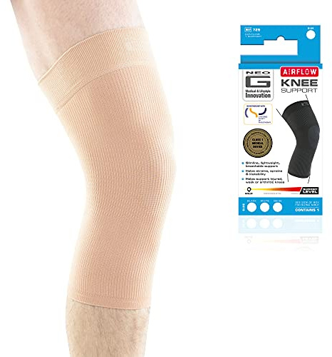 Neo-G Knee Support for Running, Sports, Daily Wear – Knee Bandage Support for Sprains, Strains, Joint pain, Weak Muscles - Multi Zone Knee Compression Sleeve - Airflow - S – Beige