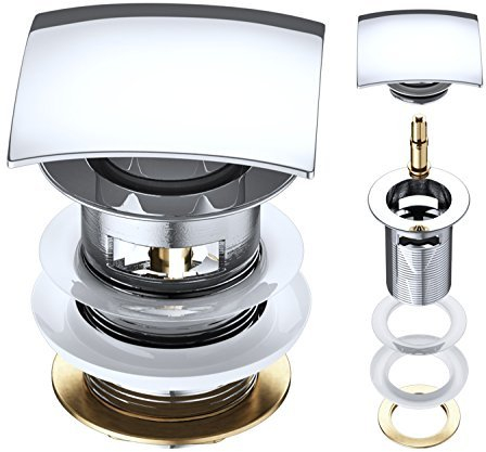 doporro Bonde de Lavabo et Vasque Système de Vidage Pop Up Clic Clac Chromé avec Trop Plein PU03