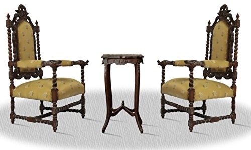 Casa Padrino Barock Thronstuhl Set mit Beistelltisch - Antik Wohnzimmer Möbel