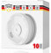 Rauchmelder 10er Set, 10 Jahre Garantie, DIN EN14604 geprüft, BSI Zertifiziert, 10 Stück Brandmelder mit 10X 9V Batterie