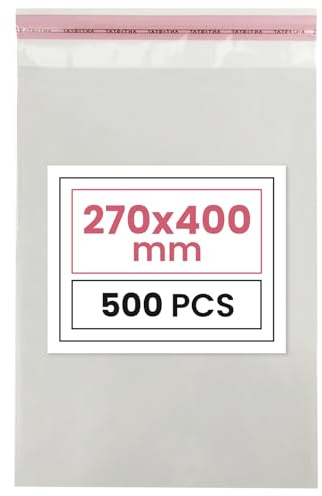Netuno 500 PP sachets transparents plastique autocollants 27x40 cm | pochettes plastiques PP · sachets cellophane transparents pour affiches, documents A3, vêtements, textiles & magazines
